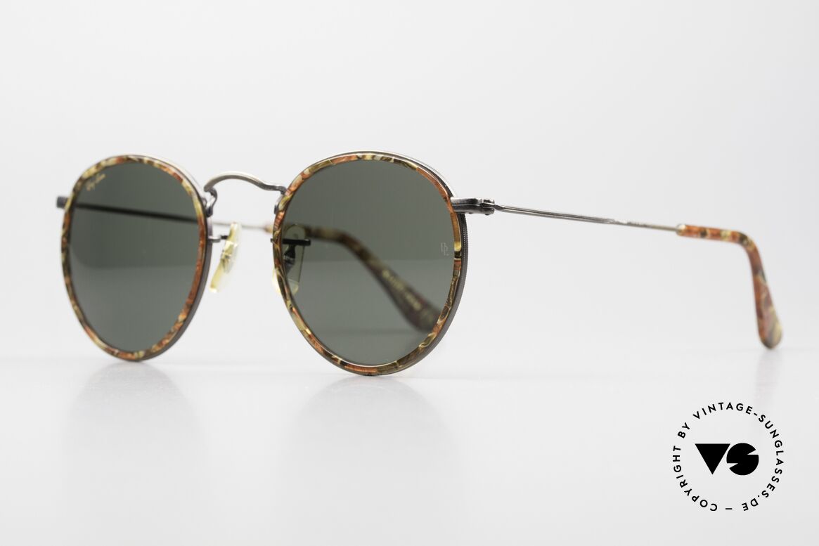 Ray Ban Round Metal 49 Round Vintage Mosaic B&L USA, legendary B&L mineral lenses (100% UV protection), Made for Men and Women