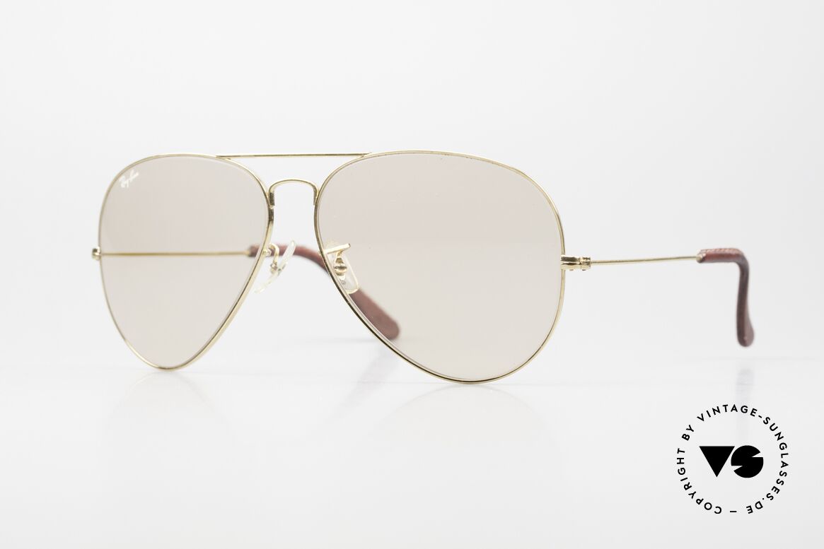 Ray Ban Large Metal II Leathers Changeable USA B&L, classic aviator sunglasses by RAY-BAN; large size 62°14, Made for Men