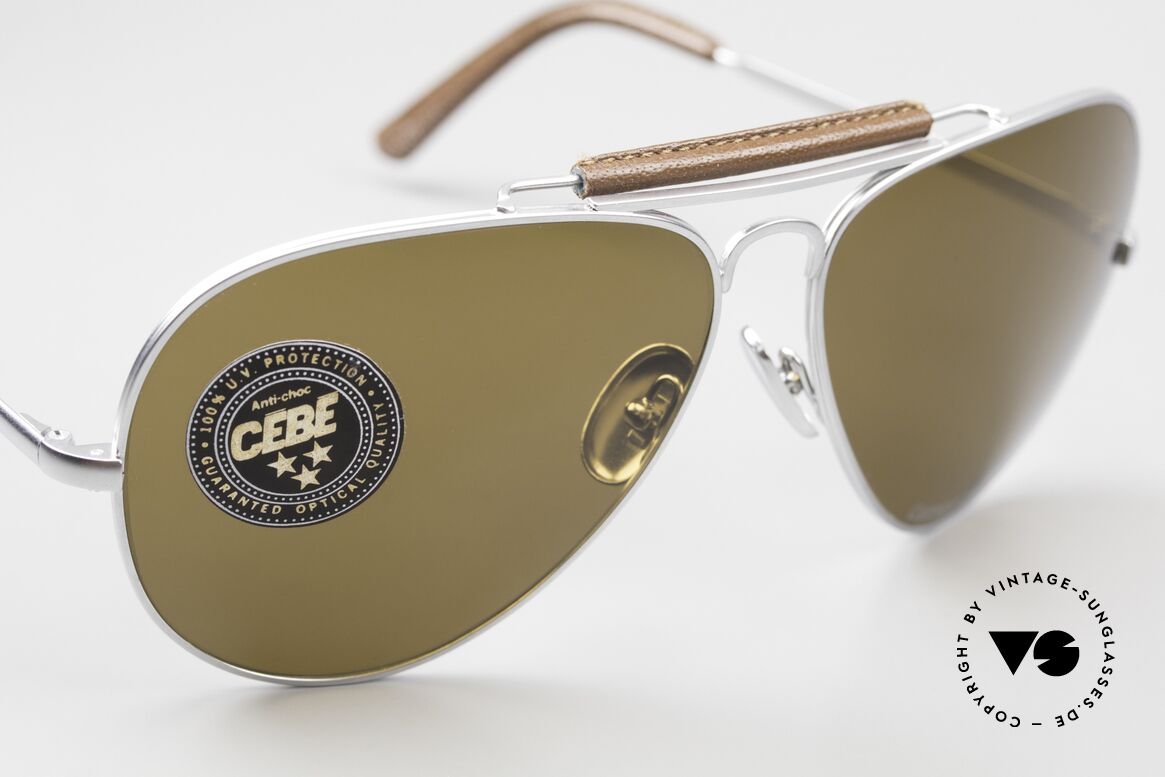 Cebe 309 Leather Aviator Carnet De Vol, unworn, NOS (like all our 80's CEBE aviator sunglasses), Made for Men