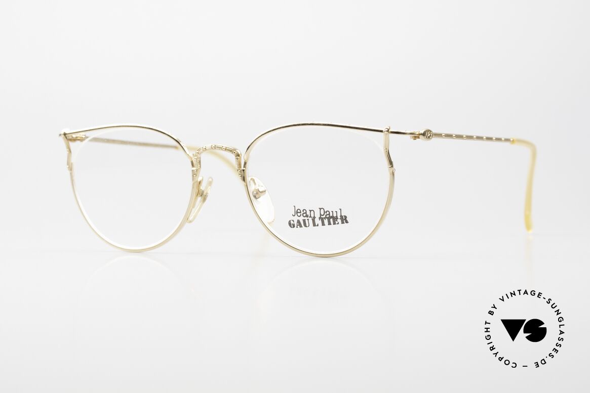 Jean Paul Gaultier 55-3177 Gold Plated Vintage Frame 90's, noble Jean Paul Gaultier 90's designer glasses, Made for Men and Women