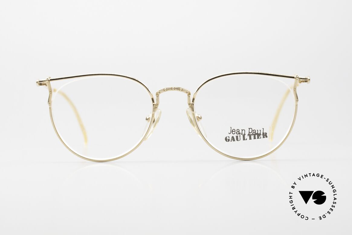 Jean Paul Gaultier 55-3177 Gold Plated Vintage Frame 90's, lightweight frame with numerous fancy details, Made for Men and Women