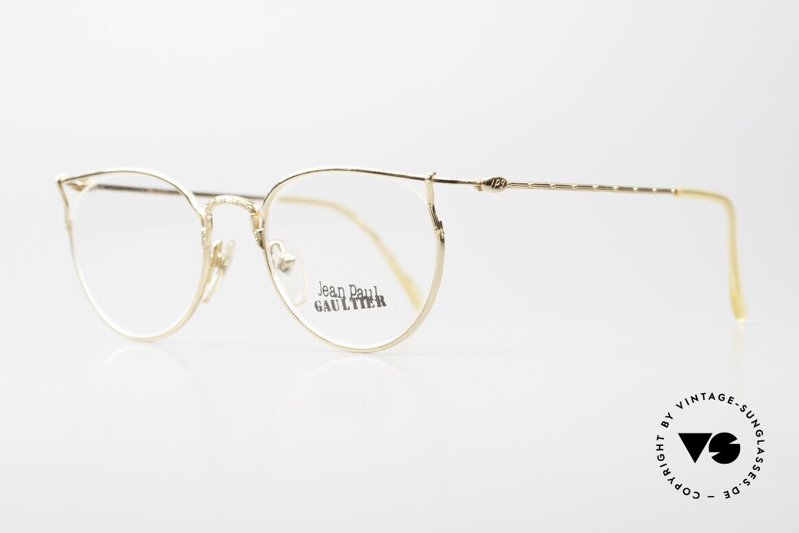 Jean Paul Gaultier 55-3177 Gold Plated Vintage Frame 90's, interesting construction (semi rimless setting), Made for Men and Women