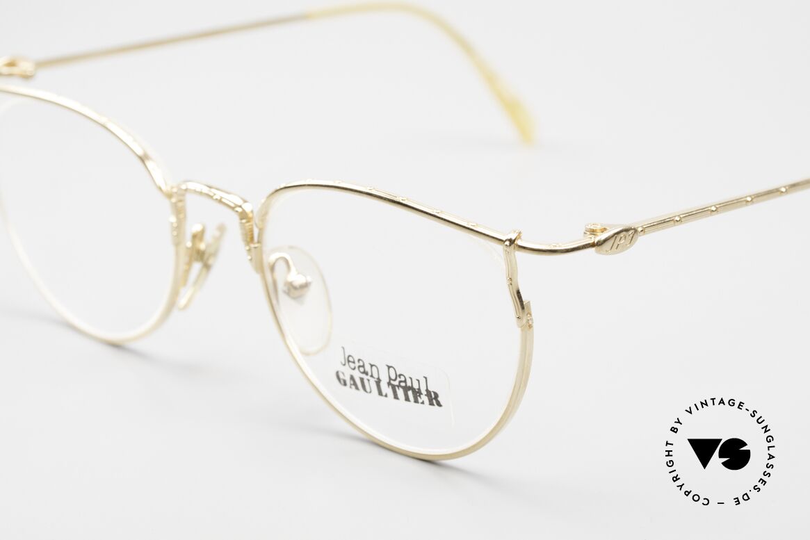 Jean Paul Gaultier 55-3177 Gold Plated Vintage Frame 90's, 22kt gold-plated & with orig. clear DEMO lenses, Made for Men and Women