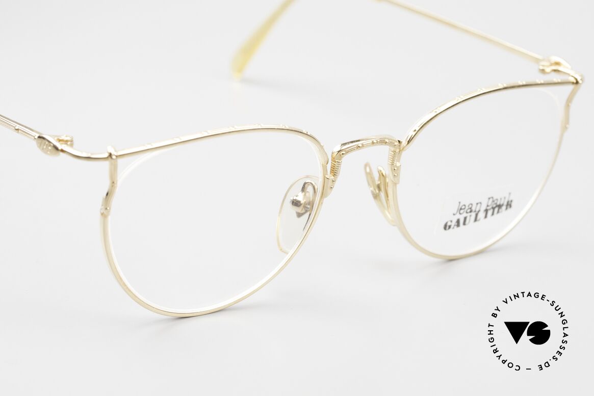 Jean Paul Gaultier 55-3177 Gold Plated Vintage Frame 90's, unworn (like all our old 90's designer eyeglasses), Made for Men and Women