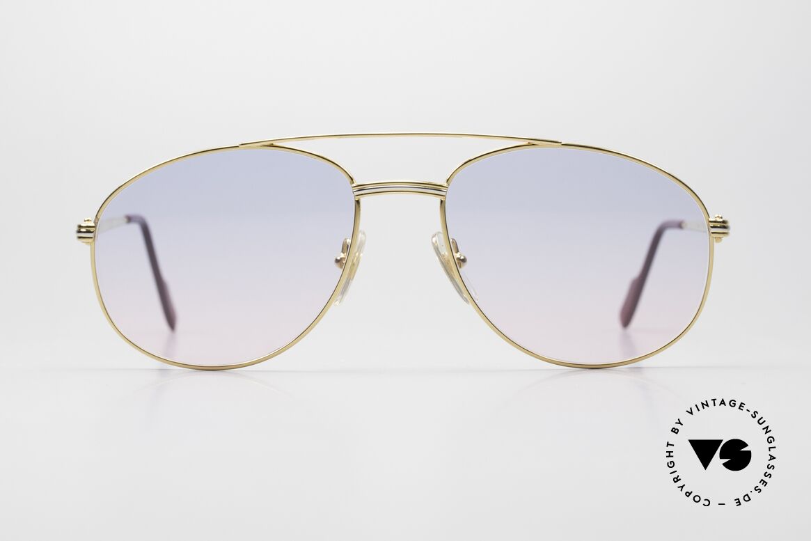 Cartier Driver Baby Blue Pink Gradient Lenses, noble 'aviator design', 22ct gold-plated, L size 60-18, Made for Men
