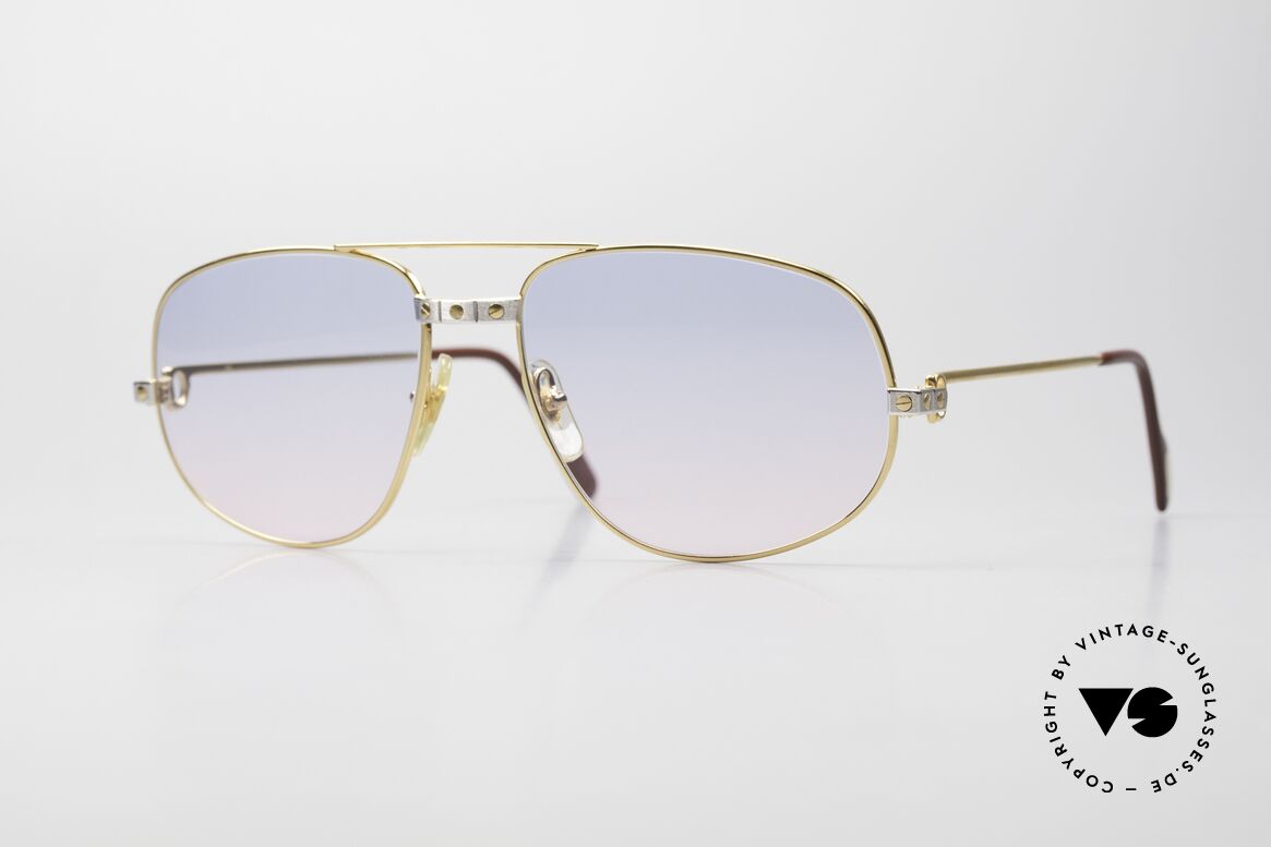 Cartier Romance Santos - XL Babyblue Pink Gradient Lenses, vintage CARTIER sunglasses; model ROMANCE SANTOS, Made for Men