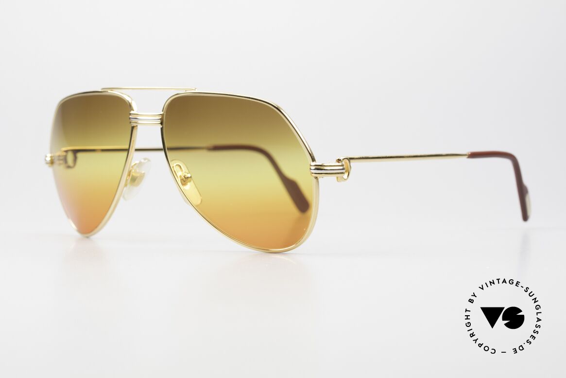 Cartier Vendome LC - S 1980's Sunglasses Tricolored, this pair (Louis Cartier decor): in SMALL size 56-14, 130, Made for Men and Women