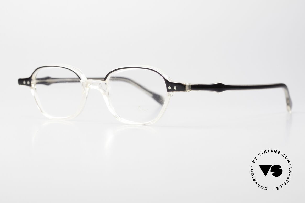 Lunor Mod 46 Old 90's Glasses Crystal Acetate, crystal col. 04 = crystal-transparent and black frame, Made for Men and Women