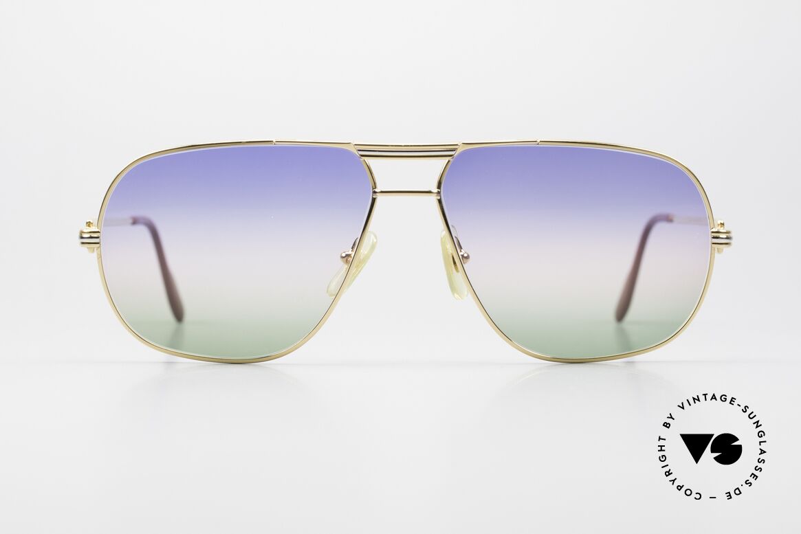 Cartier Tank - L 22ct Gold-Plated Tricolored, orig. Cartier shades from 1988 in LARGE size 62°14, 140, Made for Men and Women