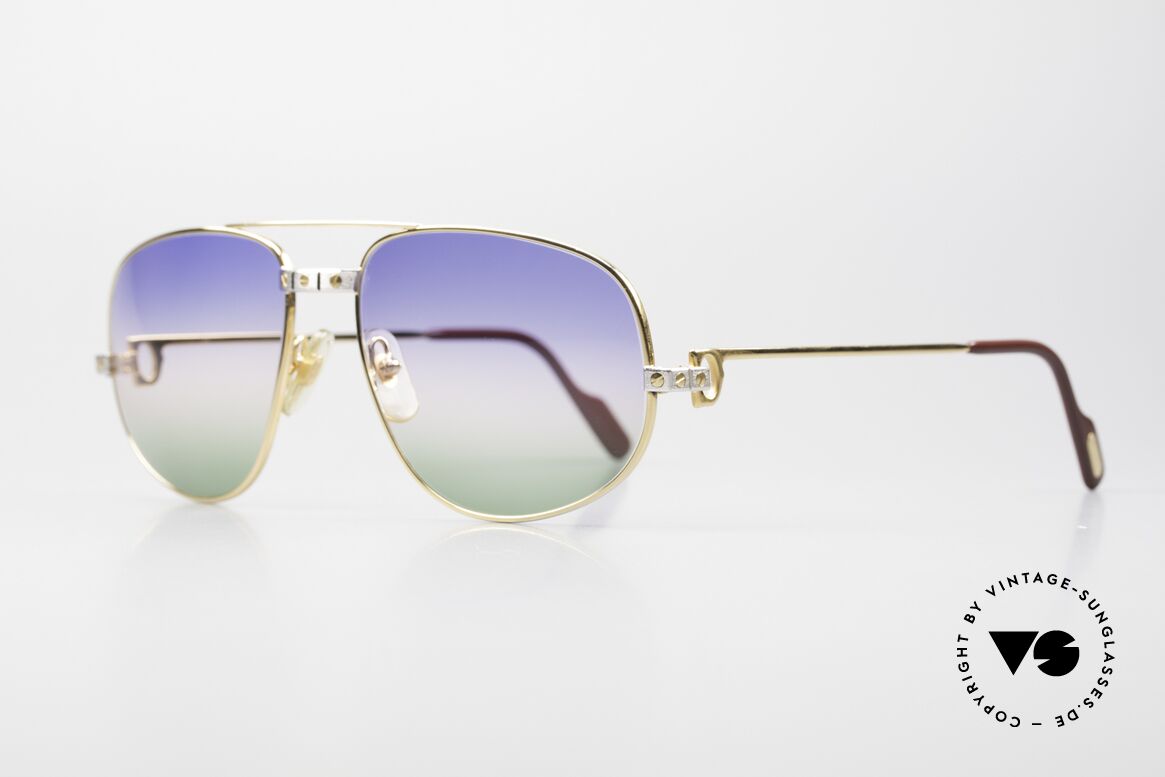 Cartier Romance Santos - XL 80s Luxury Vintage Sunglasses, this pair (with SANTOS decor) is X-LARGE size 61-18, 140, Made for Men