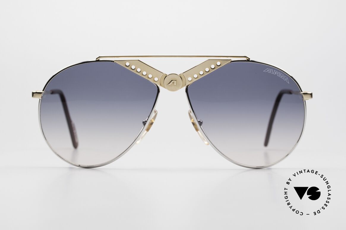 Alpina M52 Rare 80's Aviator Shades, noble GOLD-PLATED frame with striking Alpina logo, Made for Men