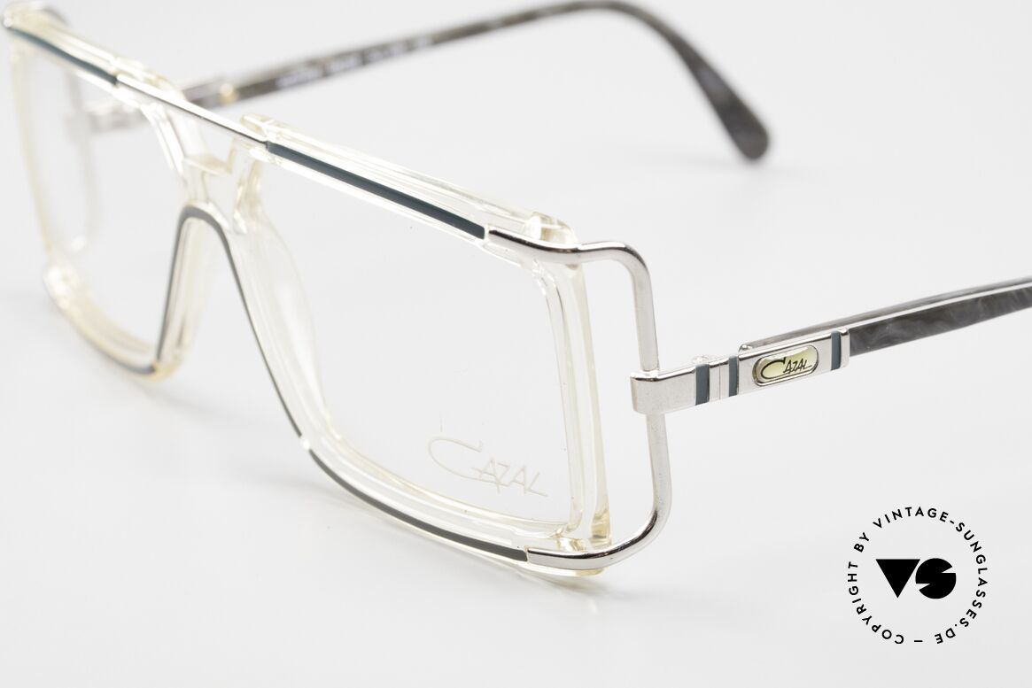 Cazal 638 80's Hip Hop Eyeglass Frame, crystal-gray frame with original Cazal DEMO lenses, Made for Men and Women