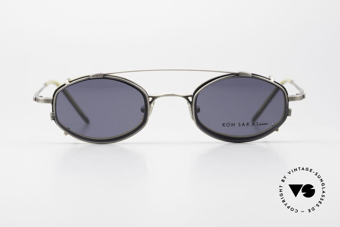 Koh Sakai KS9836 Titanium Glasses With Sun Clip, size 45-21 with practical Clip-On (100% UV protection), Made for Men and Women