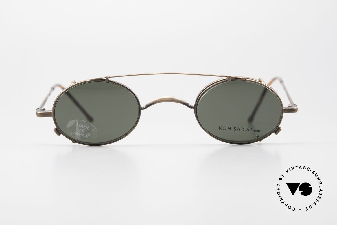 Koh Sakai KS9591 Small Oval Eyeglasses Clip On, true vintage Titanium glasses by Koh Sakai with clip-on, Made for Men and Women