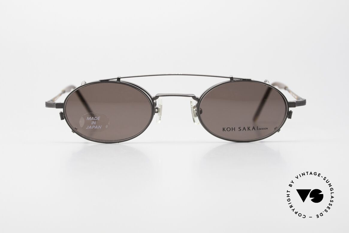 Koh Sakai KS9701 Small Titanium Frame Clip On, timeless oval eyewear design from 1997; small size 44/21, Made for Men and Women