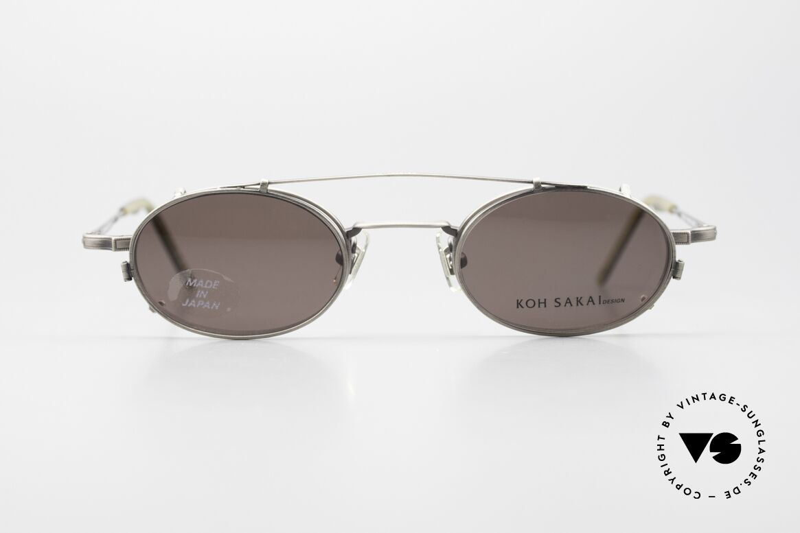 Koh Sakai KS9701 Clip On Titanium Frame Oval 90's, timeless oval eyewear design from 1997; small size 44/21, Made for Men and Women