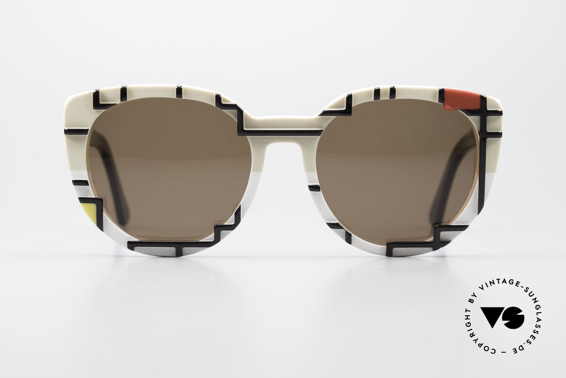 Cutler And Gross 1082 Piet Mondrian Bauhaus Shades, frame design inspired by the covers of the brochures,, Made for Women