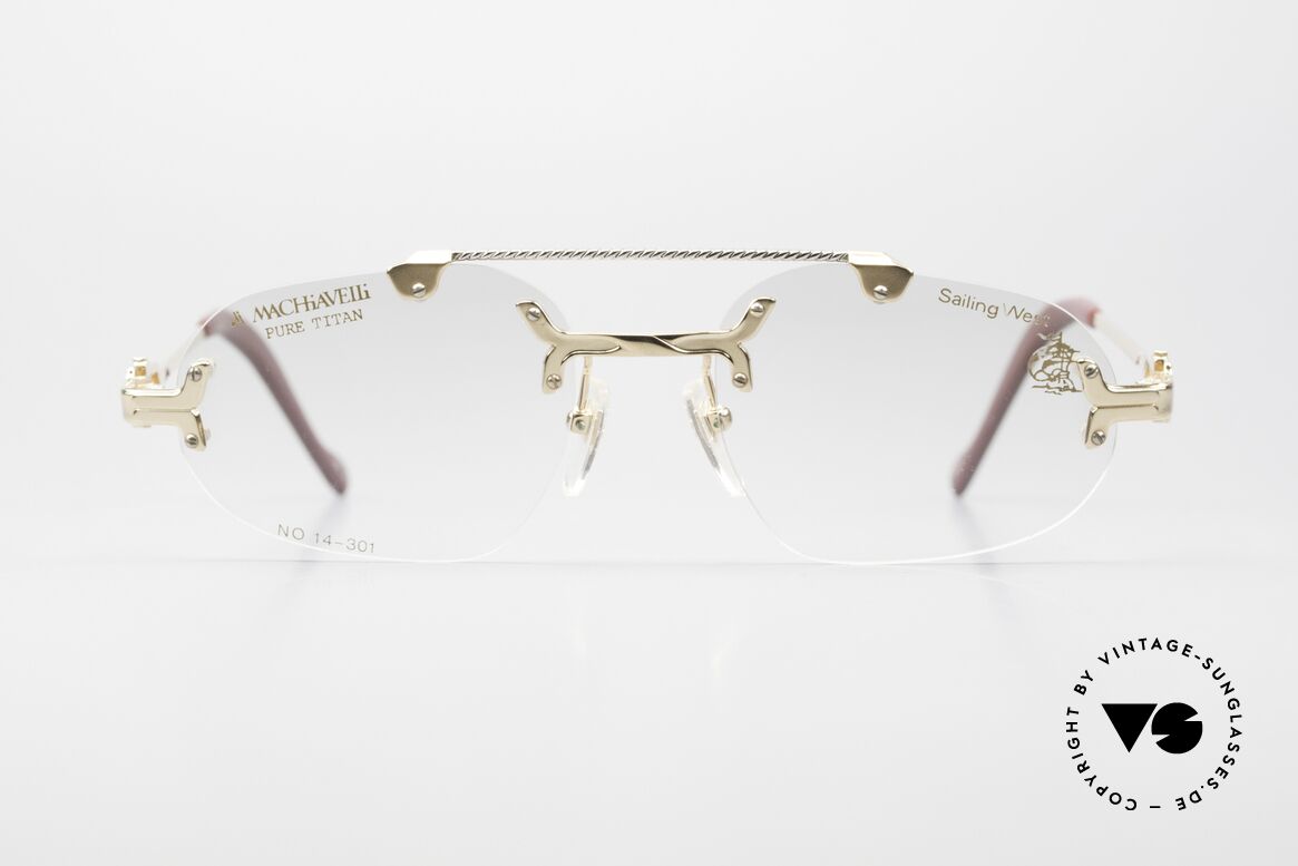 Machiavelli 14-301 Sailing West Rimless Titan Frame, Machiavelli 14-310 Pure Titanium men's glasses, Made for Men