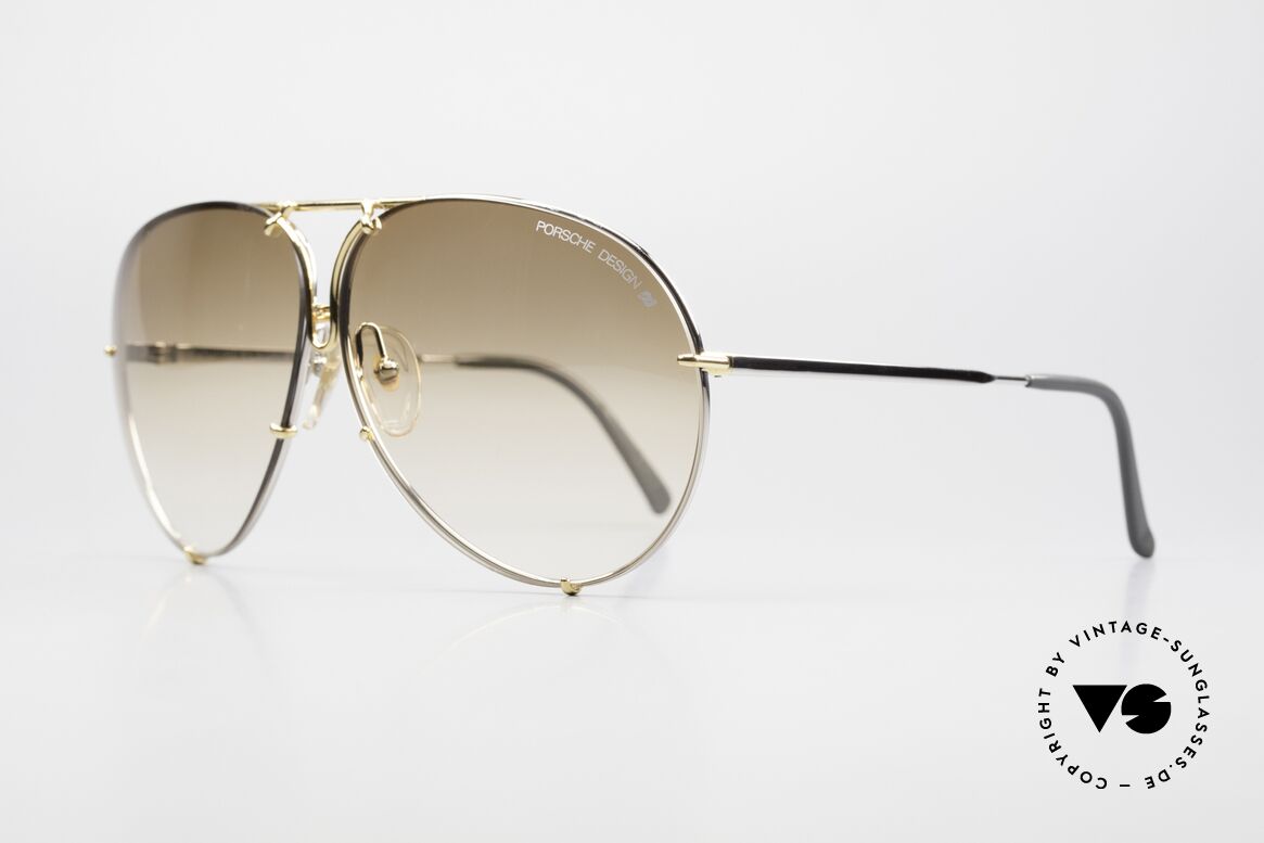 Porsche 5621 Mirrored 80's Aviator Shades, 1 x brown-gradient (light mirrored); 1 x solid green, Made for Men