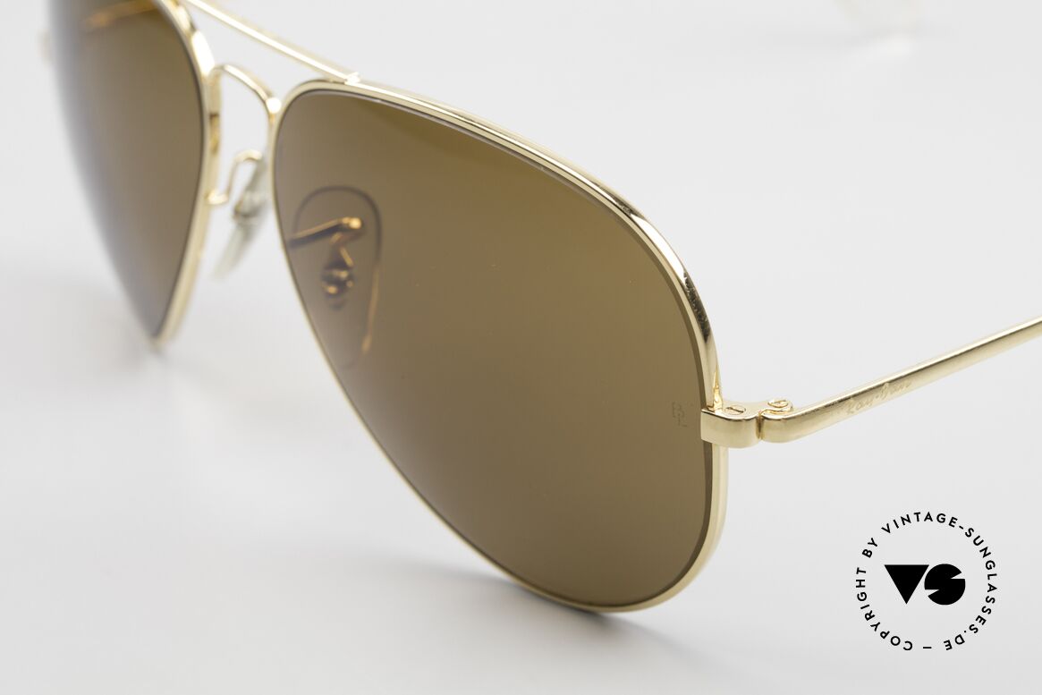 Ray Ban Large Metal II Old Ray-Ban B&L USA Shades, gold frame with mineral lenses in B15 brown solid, Made for Men
