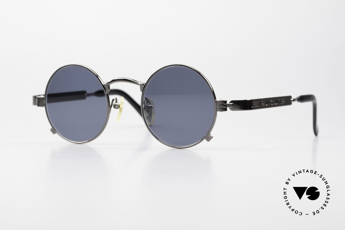 Jean Paul Gaultier 56-0102 Round Vintage Frame Steampunk, rare round 90's Jean Paul Gaultier designer sunglasses, Made for Men