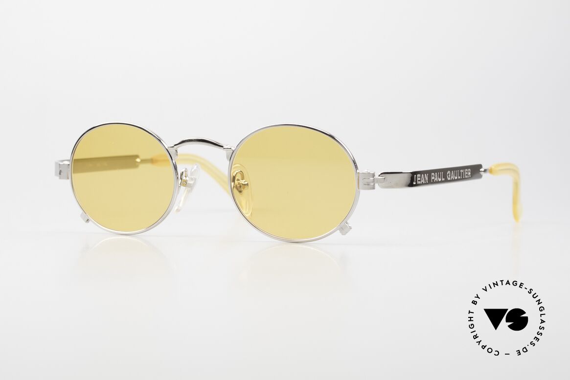 Jean Paul Gaultier 56-1173 Oval Vintage Frame Steampunk, oval round 90's Jean Paul Gaultier designer sunglasses, Made for Men