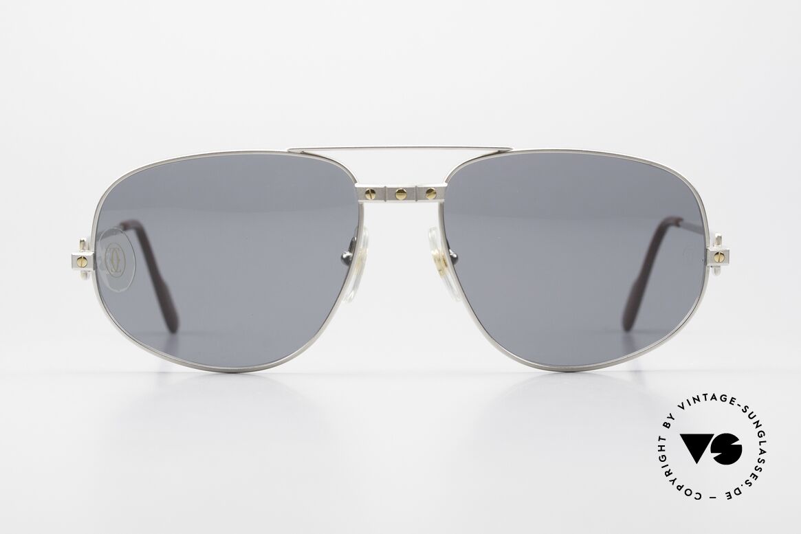Cartier Romance Santos - XL Extra Large Palladium Shades, original Cartier vintage luxury sunglasses from 1988, Made for Men