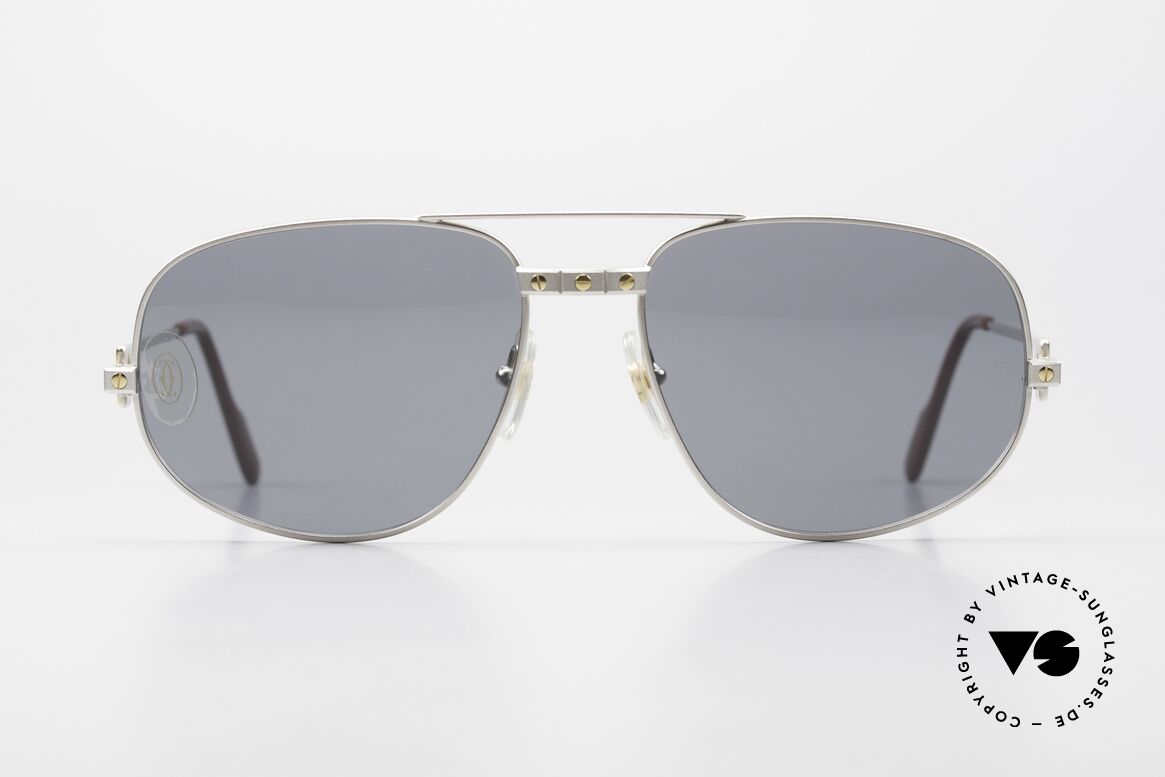 Cartier Romance Santos - XL Extra Large Palladium Shades, original Cartier vintage luxury sunglasses from 1988, Made for Men Cartier Romance Santos - XL Extra Large Palladium Shades, original Cartier vintage luxury sunglasses from 1988, Made for Men