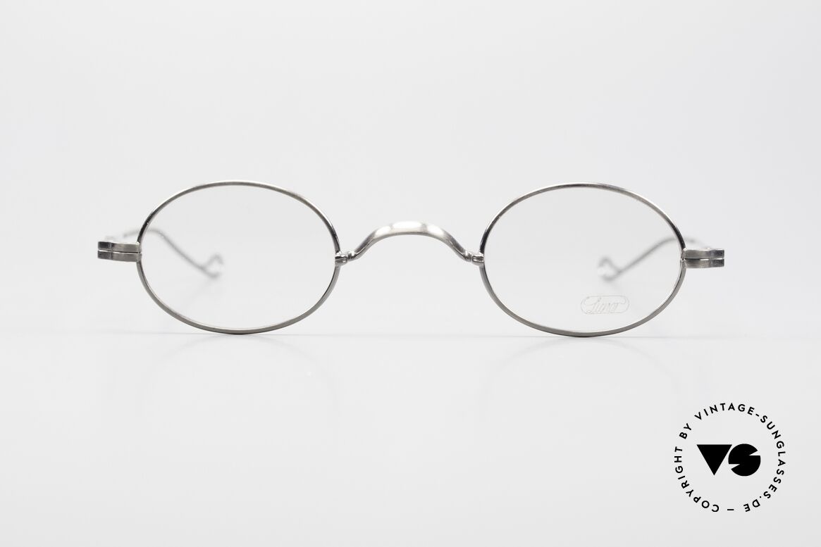 Lunor II 04 Oval XS Frame Antique Silver, extra small oval vintage glasses of the Lunor II Series, Made for Men and Women