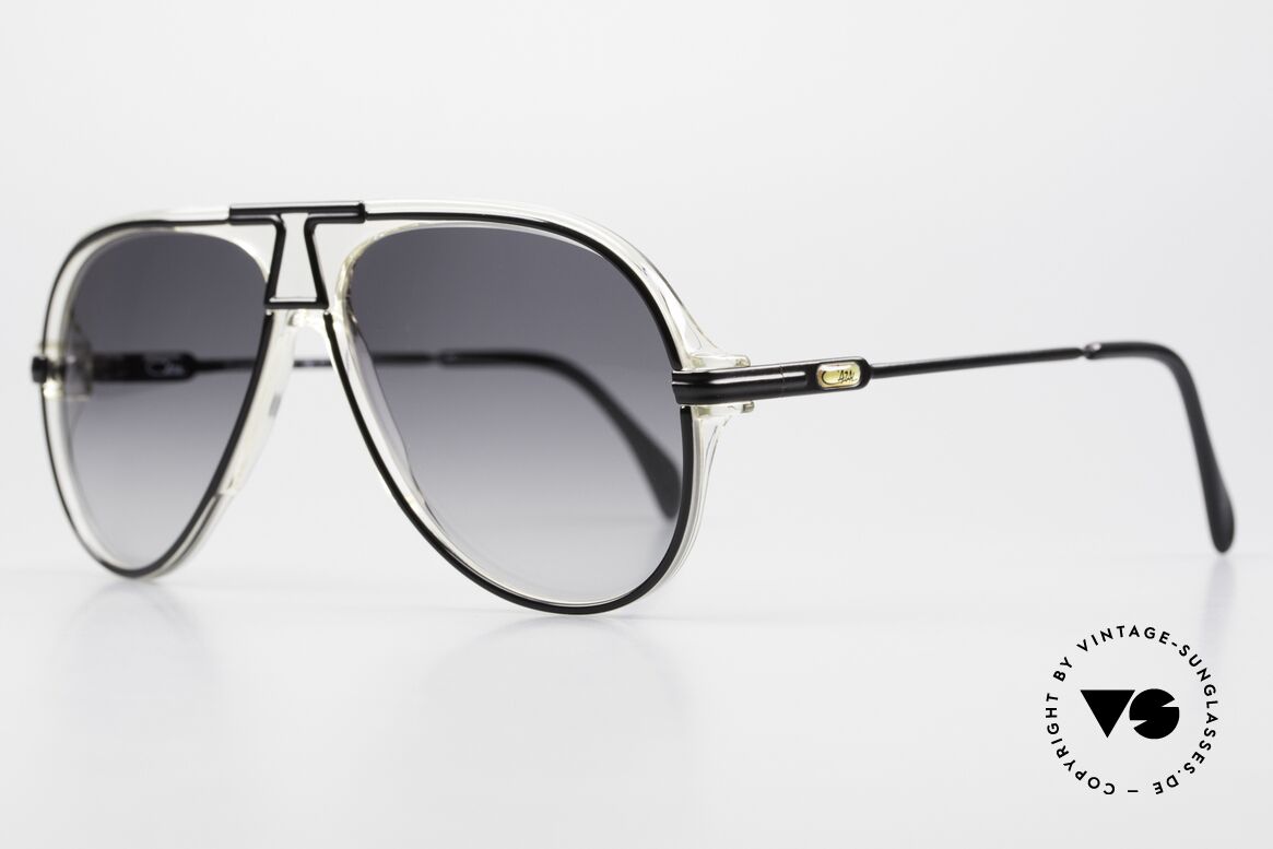 Cazal 622 Rare 80's Aviator Sunglasses, black-crystal clear frame front & black temples; 58/13, Made for Men