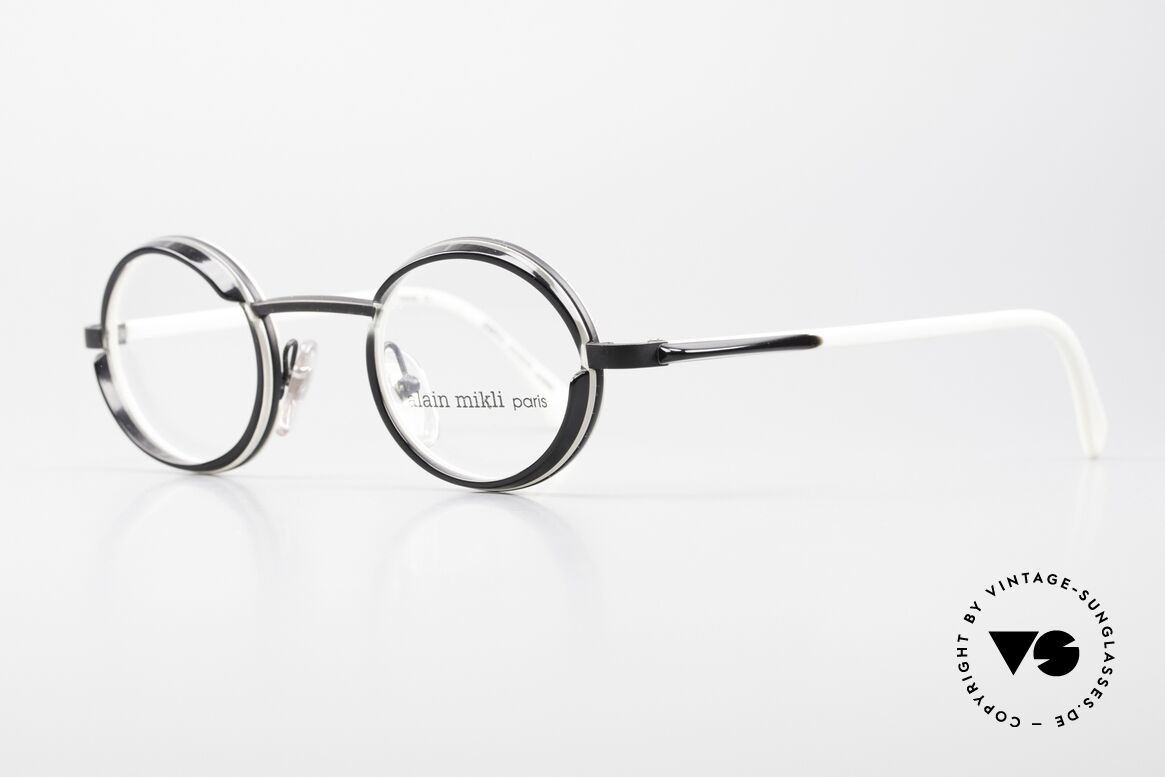 Alain Mikli 2150 / 01004 Small Round Designer Frame, with small black sun shields (blinds) around the lenses, Made for Men and Women