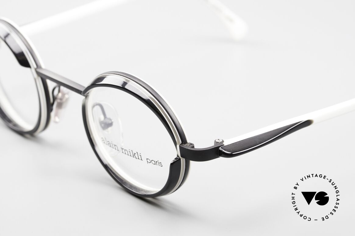 Alain Mikli 2150 / 01004 Small Round Designer Frame, just fancy & chic; in size 42-26 (black & white colored), Made for Men and Women