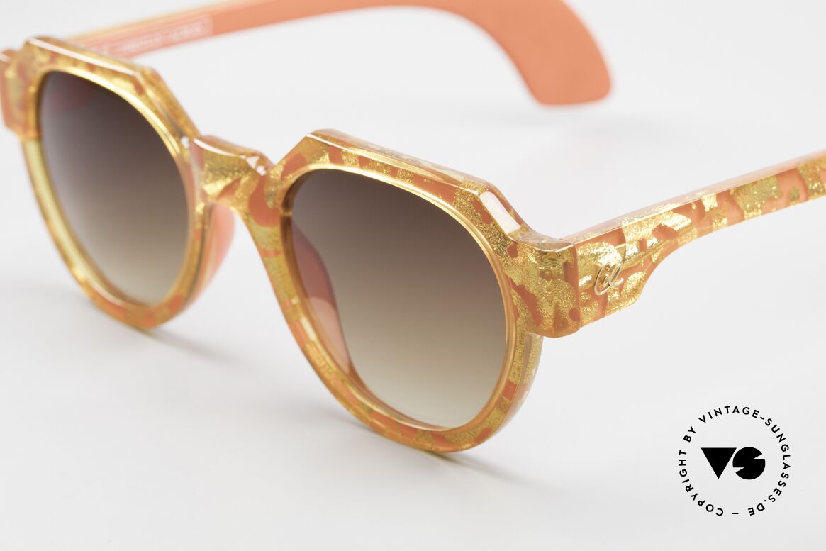 Christian LaCroix 7317 90's Ladies Designer Shades, the gold-red frame pattern looks like fireworks, Made for Women