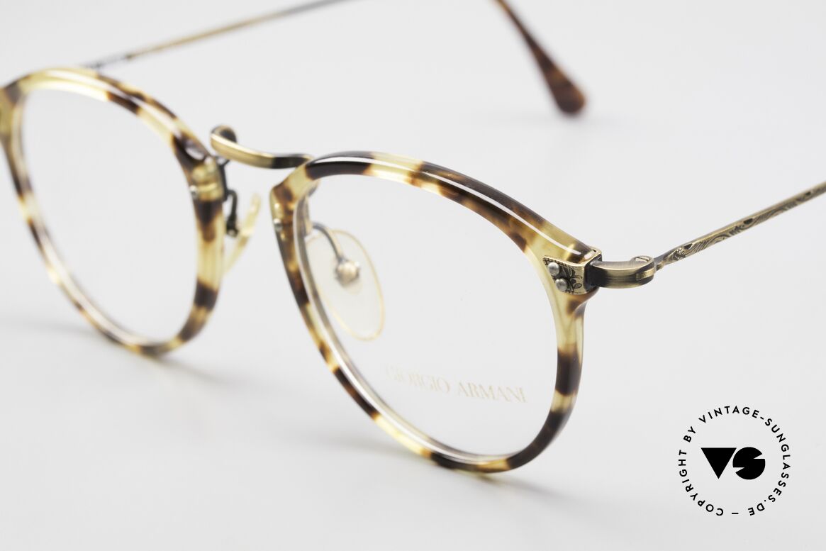 Giorgio Armani 318 True Vintage 90's Panto Glasses, amber / tortoise front & costly formed brass temples, Made for Men