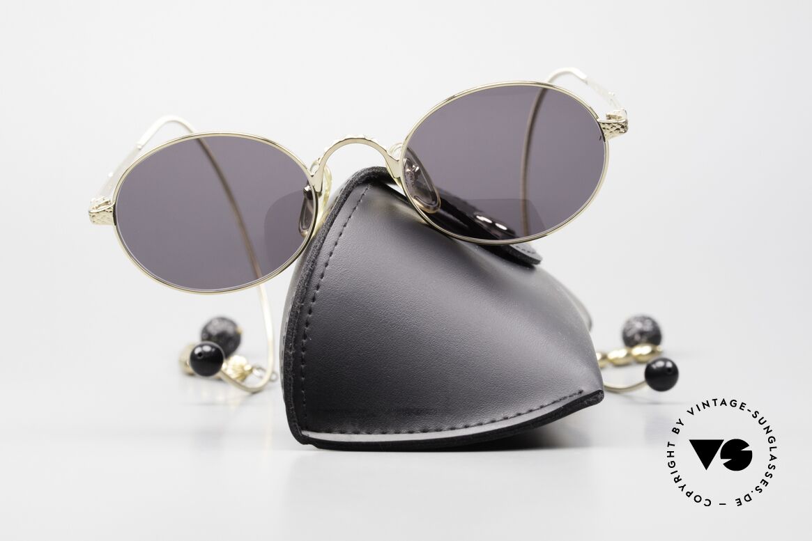 Jean Paul Gaultier 55-9673 Gold Plated Chains & Pearls, unused (like all our vintage Haute Couture sunglasses), Made for Women
