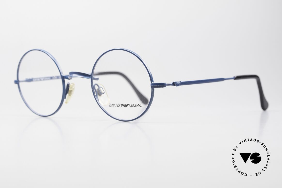 Giorgio Armani EA013 Small Round 90's Eyeglasses, timeless frame finish in dark-blue, size 44-23, Made for Men and Women