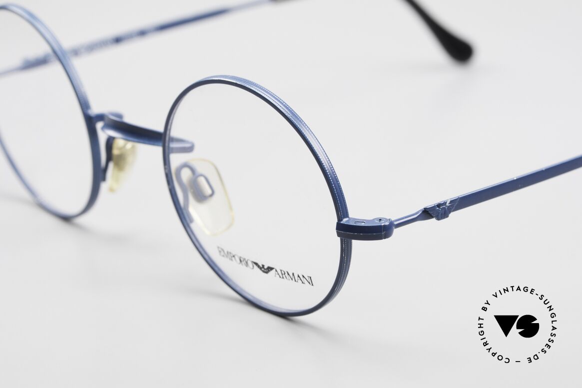 Giorgio Armani EA013 Small Round 90's Eyeglasses, the blue paintwork has minor signs of storage, Made for Men and Women