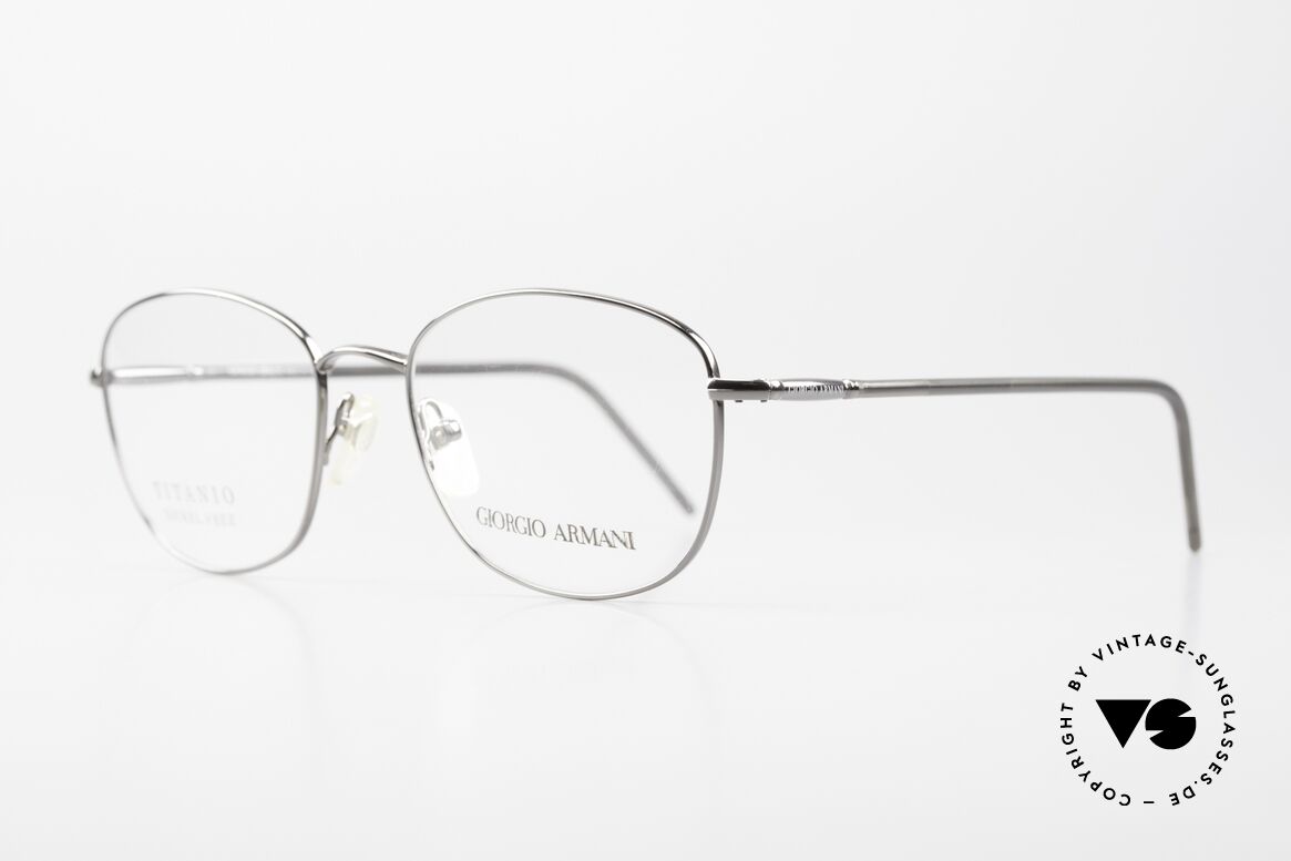Giorgio Armani 3021 Titanium Frame Square Panto, sober, timeless style & with flexible spring hinges, Made for Men