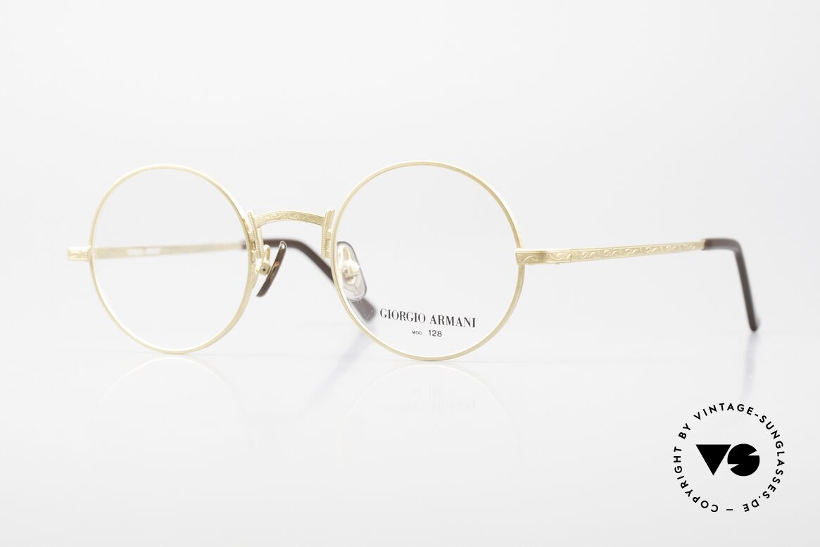 Giorgio Armani 128 Classic Round 80's Frame, rare vintage eyeglasses by famous Giorgio Armani, Made for Men and Women