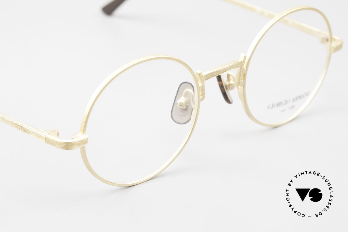 Giorgio Armani 128 Classic Round 80's Frame, the full frame is decorated with costly engravings, Made for Men and Women