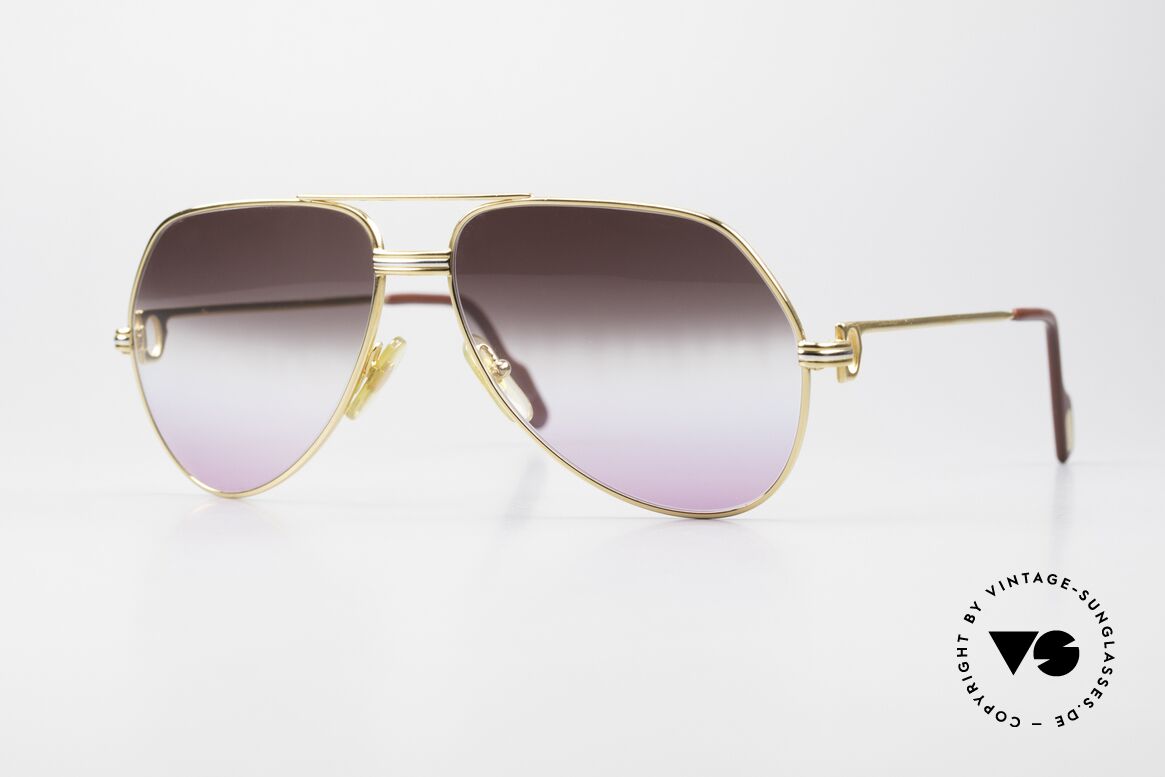 Cartier Vendome LC - M Brown To Pink Gradient Lens, Cartier Vendome Aviator sunglasses from the 80's/90's, Made for Men and Women
