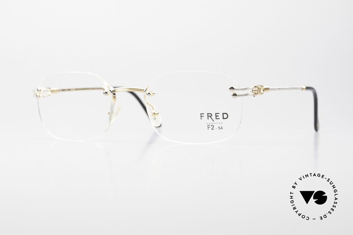 Fred Orcade F2 Square Rimless Luxury Glasses, Fred glasses, Orcade F2, 54/20 with orig. demo lenses, Made for Men