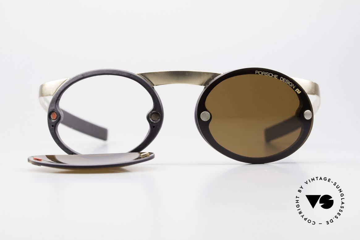 Porsche 5694 P0050 Magnetic Sports Shades 90's, very easy to replace; 1x blue and 1x brown lenses, Made for Men