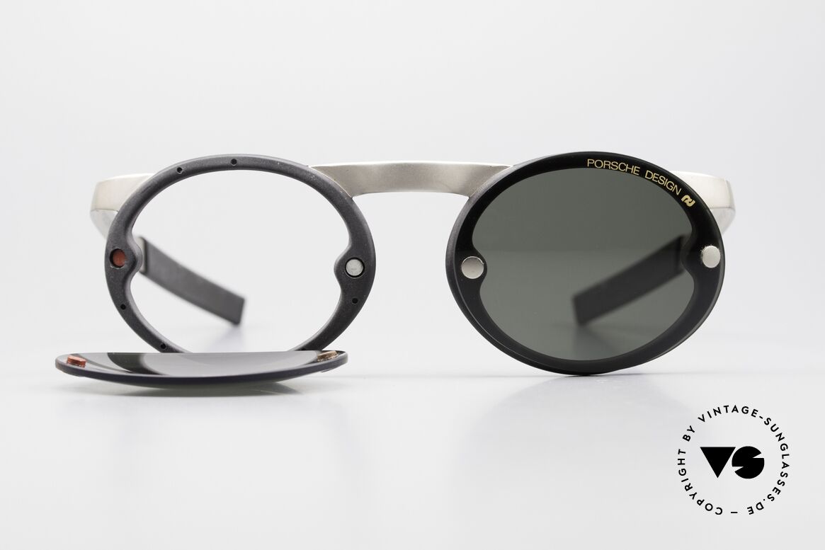 Porsche 5694 P0051 Magnetic 90's Sports Shades, very easy to replace; 1x silver-mirrored, 1x green, Made for Men