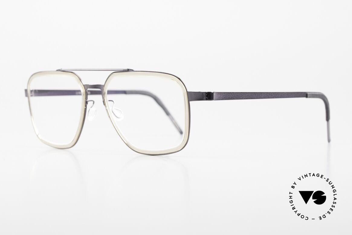 Lindberg 9743 Strip Titanium Men's Glasses Double Bridge, striking design with brow bar and subtle inner rims, Made for Men