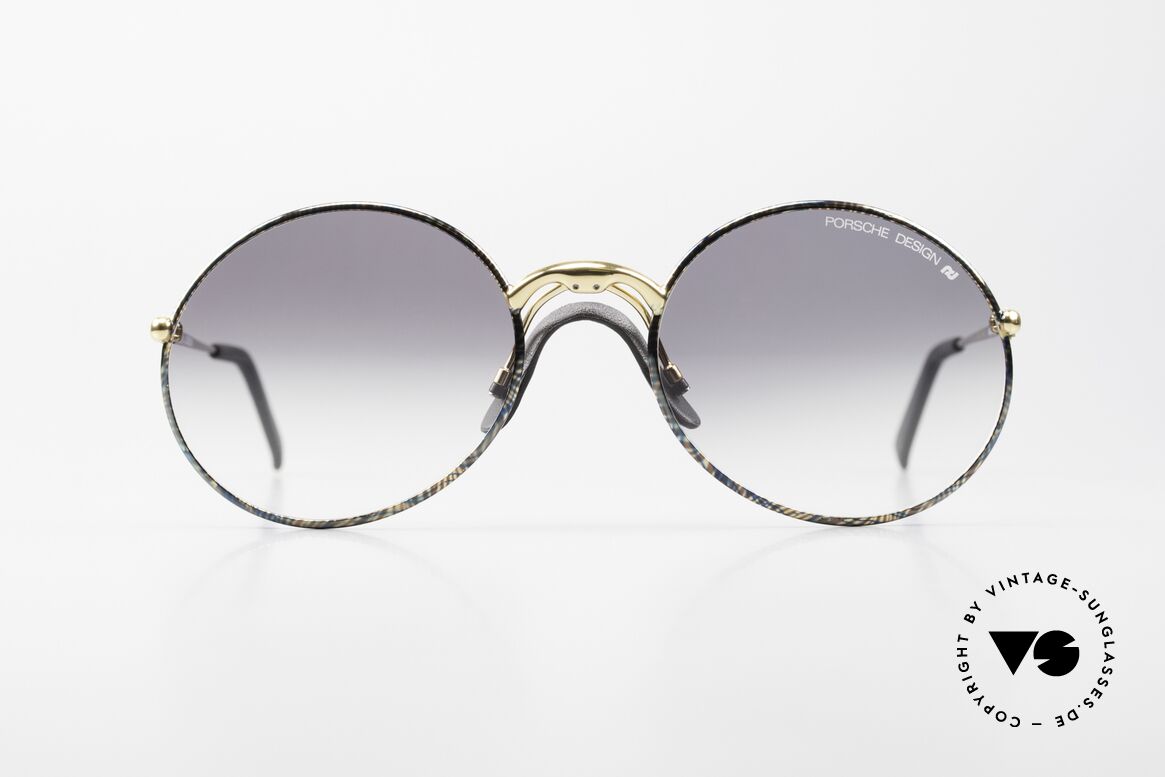 Porsche 5658 - L Round 90's Shades For Men, great frame color: petrol/blue-green-gold patterned, Made for Men