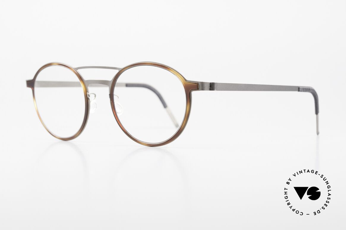 Lindberg 9739 Strip Titanium Round Double Bridge Glasses, roundish frame with striking "double bridge" design, Made for Men