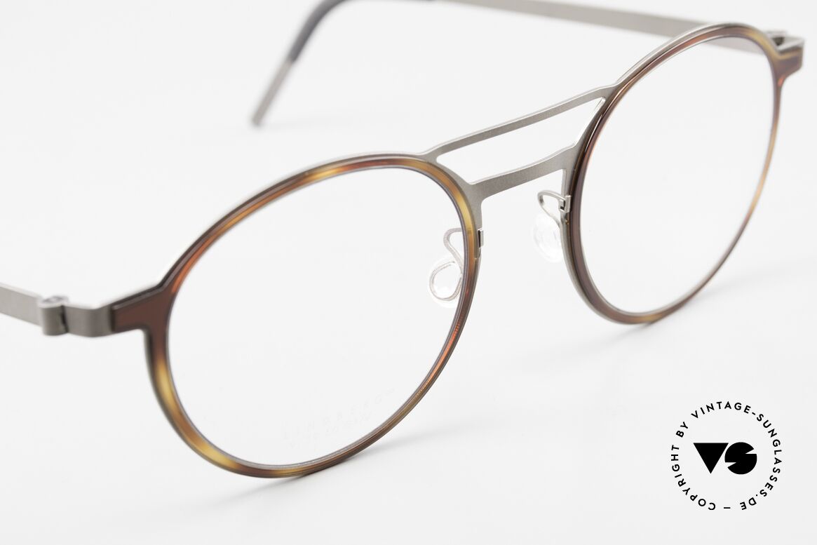 Lindberg 9739 Strip Titanium Round Double Bridge Glasses, unworn, new old stock with original case by Lindberg, Made for Men