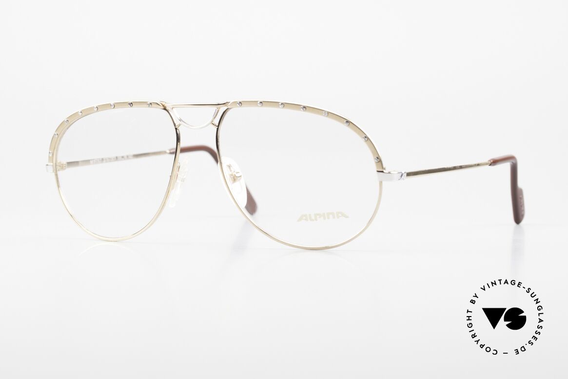 Alpina M1F767 Rare 90's Aviator Eyeglasses, Alpina aviator eyeglass-frame, M1F767, size 58-16, Made for Men