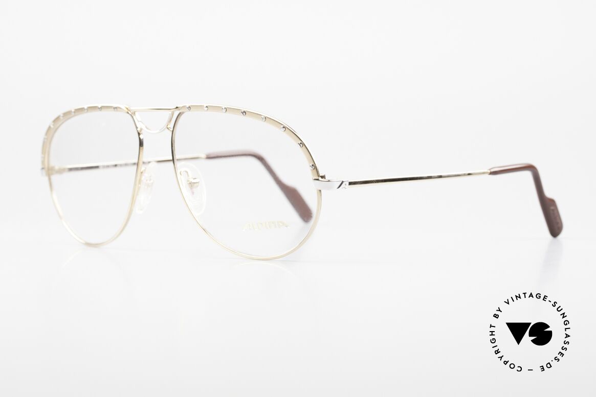 Alpina M1F767 Rare 90's Aviator Eyeglasses, frame with distinctive ornamental screws by Alpina, Made for Men